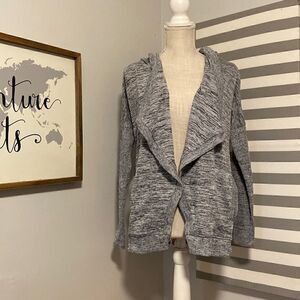 Athleta Heather Gray Blissful Wrap Open Front Hooded Jacket Size XS